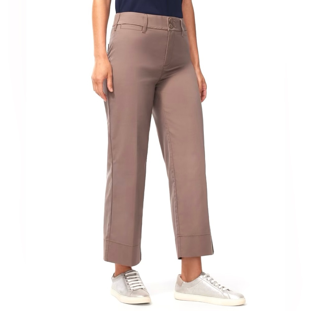 Chico’s High Rise Wide Leg Crop Pants Women’s Size 12 Urban Taupe Stretch Twill